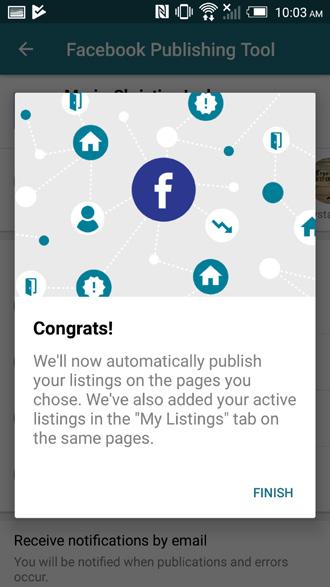 You will be guided through the 3 steps that will give Navica Mobile Plus the authorization to publish your listings