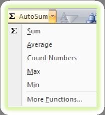 HOME TAB EDITING GROUP The Editing group contains the options for AutoSum, Fill, Clear, Sort & Filter, and Find & Select.