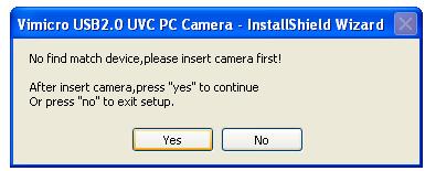 3. This window appears to remind you plug the PC camera USB into