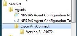 4. Select Start > All Programs > SafeNet > Agents > Cisco AnyConnect > Version [2.4, 2.5, or 3.1] > Cisco AnyConnect Client [2.4, 2.5 or 3.