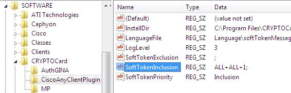 SAS Registry Key The SoftTokenInclusion Registry key allows you to specify where the MobilePASS token drop-down list will appear and which password field(s) will be used when the one-time password is