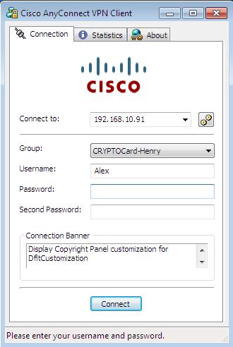 Figure 2: Login with Username, Password, and Second Password (OTP) (The screen image above is from Cisco software. Trademarks are the property of their respective owners.