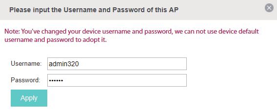 In the quick setup process, the EAP Controller will automatically adopt the selected EAPs using the default username and password (both are admin).
