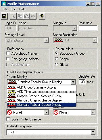 Queue Statistics display Standard 1.0 2 Under Real Time Display Options, click the Default Display drop-down list arrow and highlight your format (see Figure 66).