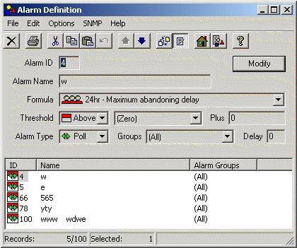 Alarms (SNMP) Standard 1.0 Use the steps in Procedure 19 to access the Alarm Definition window.