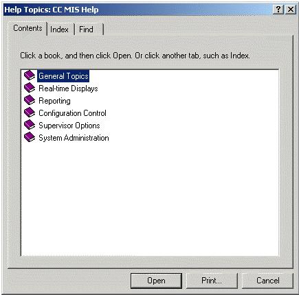June 2005 Online Help windows Help Topics Procedure 1: Displaying Help Topics 1 Select the Help > Help Topics menu option (see Figure 1 on page 20).