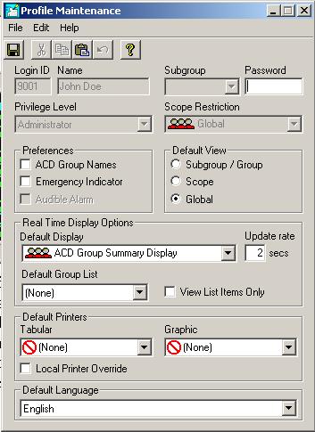 Agent Status display Standard 1.0 Figure 42: Profile Maintenance dialog box 2 Modify the selection in the Default View area of the profile. 3 Click File > Save. 4 Click File > Exit.