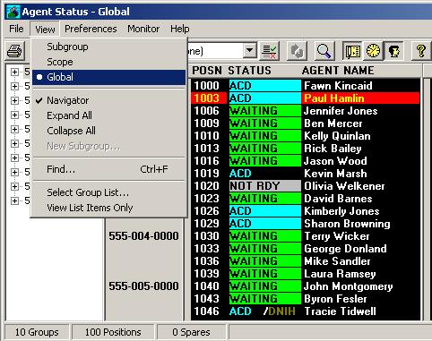 June 2005 Agent Status display Switching between views The View menu provides options for changing the views (see Figure 43).