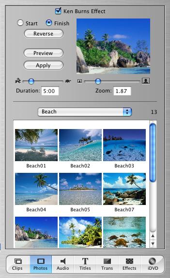 Adding Photos imovie lets you easily add photos from your iphoto library to your movie.