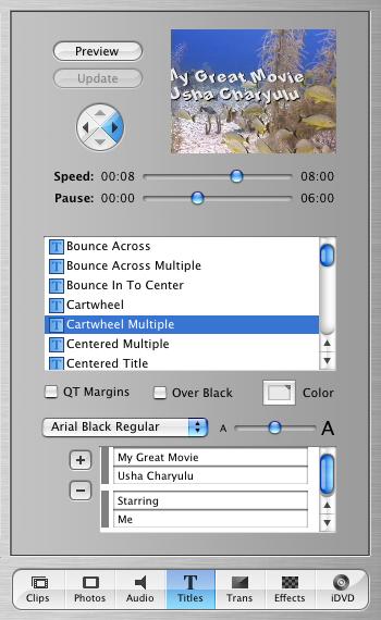 Adding Titles Each title style has a different set of options for creating the kind of title you want. Different styles allow you to put different amounts of text on the screen at once.