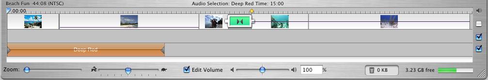 To mute an audio track: m Deselect the checkbox at the right end of the track.