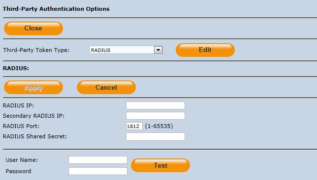 13 VS > POLICY Figure 167: Migration using "RADIUS" Token To modify, select RADIUS from the list and then click Edit.