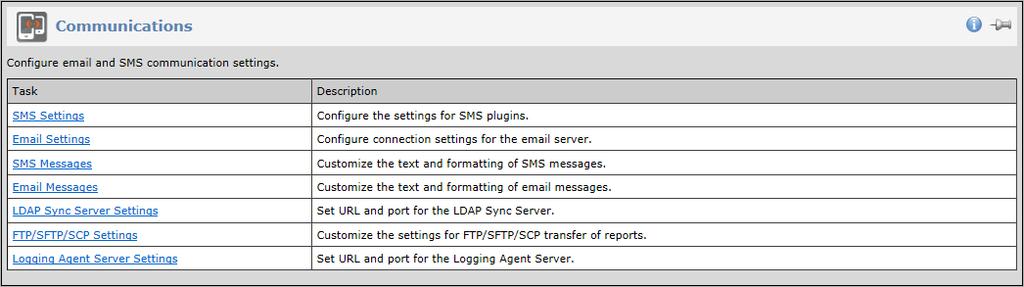 14 VS > COMMS Communications Figure 196: VIRTUAL SERVERS > COMMS > Communications SMS Settings SMS gateways are used to send SMS/OTPs and alerts.