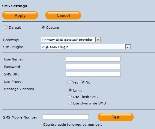 14 VS > COMMS Figure 198: VIRTUAL SERVERS > COMMS > Communications > SMS Settings (Custom) The options for configuration will vary depending on your SMS plug-in selection.