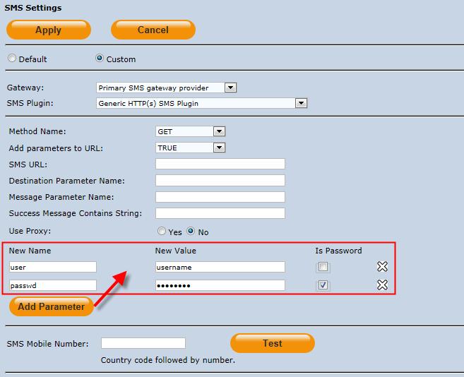 14 VS > COMMS If the selected method is GET, the SMS message is sent as a page request with the parameters on the same line as the URL. They are appended to the page name with a?