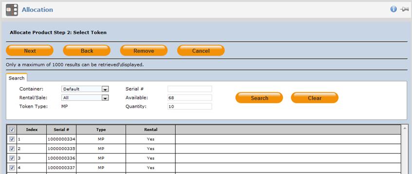 3 ON-BOARDING Step 2 Select Token(s) The next step is to select the token(s) to be allocated. The list of available tokens (Figure 20) will vary depending on how your inventory is managed.