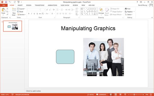 PowerPoint 2013 Intermediate Page 101 Manipulating graphics within PowerPoint 2013 Displaying