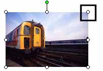 Now try proportionate re-scaling. Click on the train picture to select it.