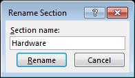 select the Rename Section command.