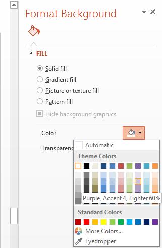 PowerPoint 2013 Intermediate Page 48 Select a light color and then click
