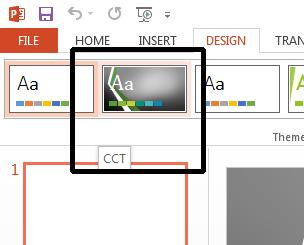 PowerPoint 2013 Intermediate Page 66 Click on the Design tab and slowly move the mouse