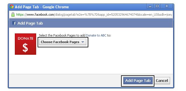 6. Select the applicable Facebook Page, and click the Add Page Tab button. 7. Close the Installing App tab, to return to the Facebook App edit screen. 8.
