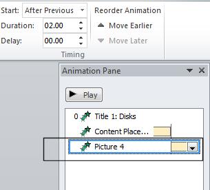 PowerPoint 2010 Advanced Page 104 Click on the Move Earlier button.