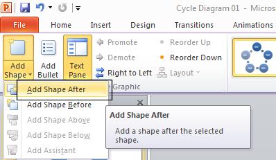 PowerPoint 2010 Advanced Page 13 You will see a drop down menu displayed allowing you to add a