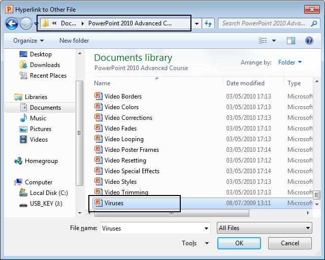 PowerPoint 2010 Advanced Page 137 Navigate to the PowerPoint 2010 Advanced Course folder, and