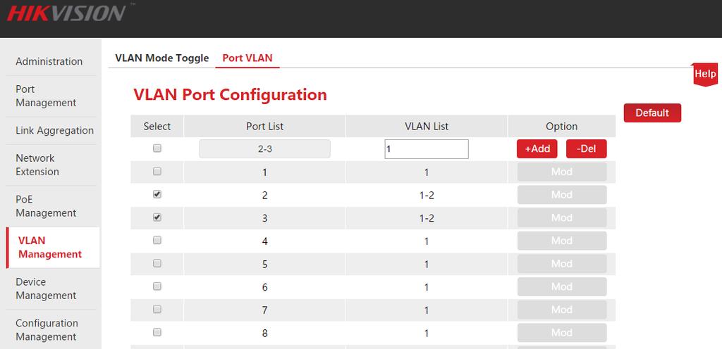 VLAN Management 3. VLAN List: In the following input box, enter the VLAN ID to be deleted; 4.
