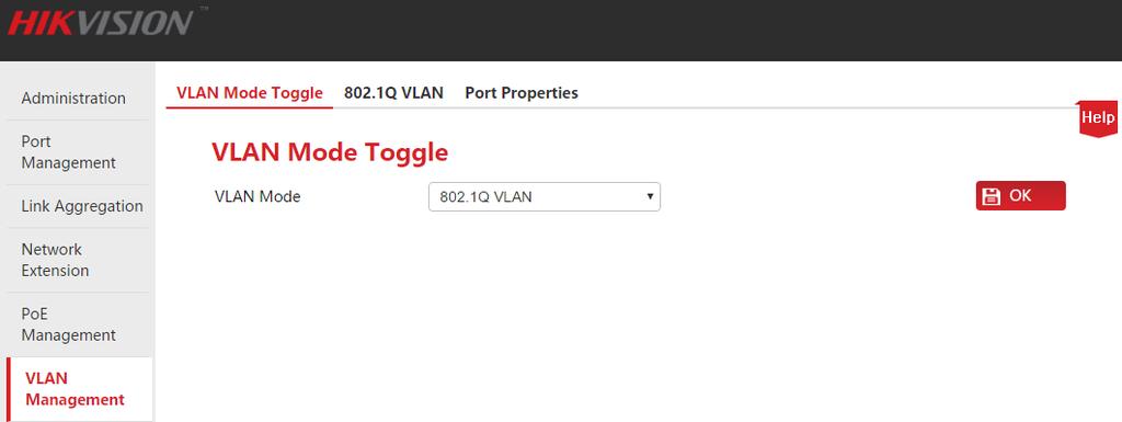 VLAN Management Steps Configuration Tasks 1 7.4.2.1 VLAN Mode Toggle 2 7.4.2.2 VLAN Division 3 7.4.2.3 Port Attribute Setting Specification Mandatory. VLAN mode is port VLAN by default. Mandatory. All ports are in VLAN1 by default.