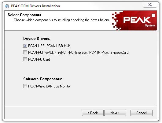 Installing PCAN-USB driver First of all, note that the PCAB-USB device should only be connected after the drivers have been installed on the computer.