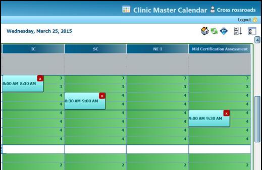 Master Calendar Scheduling Appintments frm the Master Calendar Hme->Scheduling->Clinic Master Calendar This feature allws the user t schedule appintments frm the day view f the Master Calendar