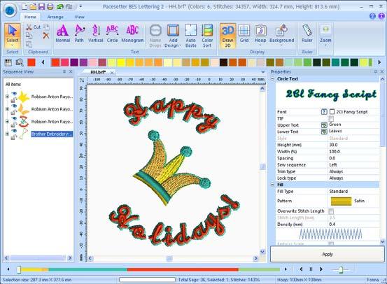 6 Pacesetter BES Lettering 2 Parts of the Workspace The Pacesetter BES Lettering 2 workspace contains a number of different areas which have distinct functions.