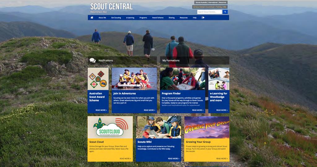 Getting Started Once you ve logged in, you ll be presented with a personalised lander page. This will give you access to all the features and tools within Scout Central.
