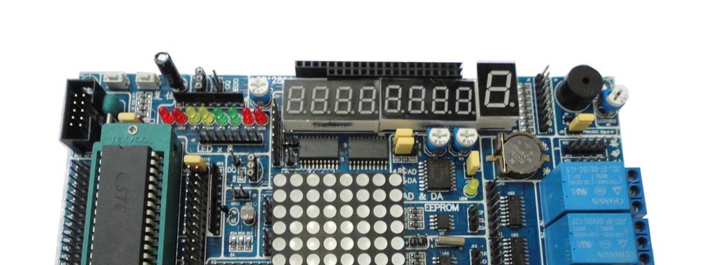 - MAX232 UART port - CH340 USB to UART port - DS1302 RTC(Real Time Clock) - AT24C02 serial EEPROM - DS18B20 Temperature sensor port - LCD1602 character dot matrix LCD