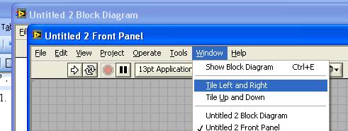 Figure 2. The Front Panel and Block Diagram windows.