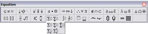 Teacher Activity: Mathematical Expressions with Microsoft Word page 6/9 On the Equation toolbar, find the Summation Template button that looks like.