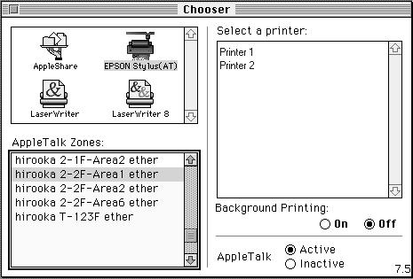Using the AppleTalk connection Follow the steps below to use an Apple Talk network connection to send print data to the printer. 1. Turn on your printer. 2. Select the Chooser from the Apple menu.