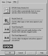Using EPSON Printer Utilities EPSON printer utilities allow you to check the current printer status and do some printer maintenance from your screen.