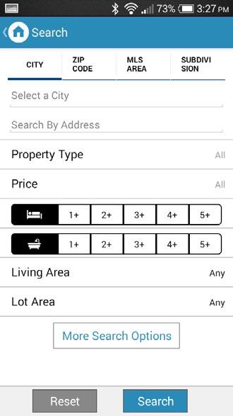 If you wish to narrow your search even further, press the [More Search Options] button to access additional search fields including the search for sold and off market properties.