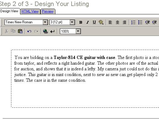 Use Design Tools to Format Your Description Specify the style, font and/or font size Add bold, italic, and/or underline