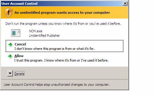 Account Control works; this is not unique to Dialogic Software under these operating systems. An example of a consent dialog is: 1.35.