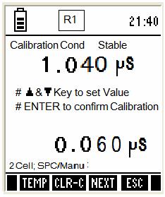 Note: If you wish to completely re-calibrate the meter, you need to clear previous calibration data. Press CLR-C (F2) key to clear previous calibration. The meter shows you confirmation screen.