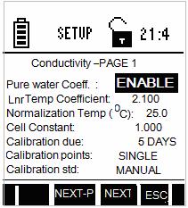 4.3 Conductivity Setup Conductivity setup screen present many options to control the operating parameters, which can be controlled and set from the conductivity setup screen.