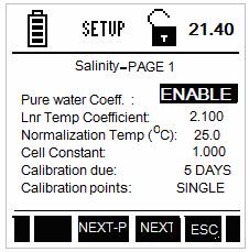 4.6 Salinity Setup Salinity setup screen present many options to control the operating parameters, which can be controlled and set from the salinity setup screen.