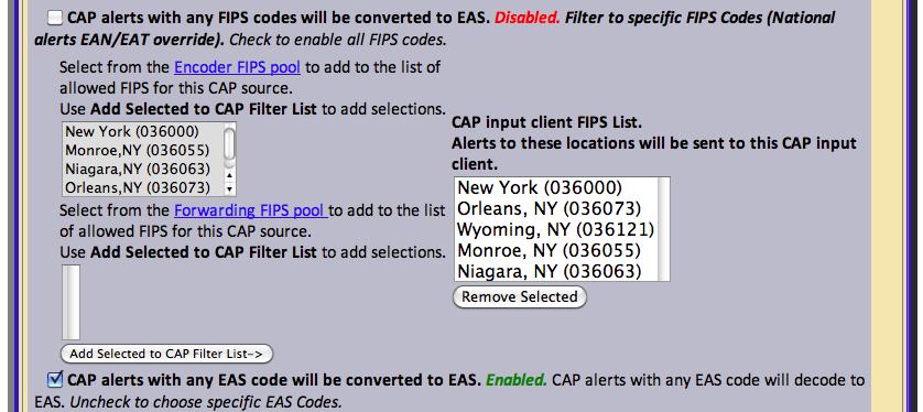 Figure 10 Adding specific FIPS codes for CAP Decoding narrows activation response areas 18.