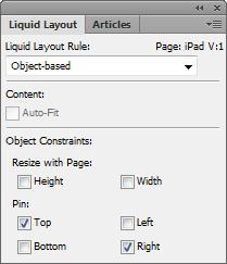 Guide Adobe InDesign 12. Click one of the external constraint handles to anchor the object to an edge of the page. Note: You can also set Resize and Pin options in the Liquid Layout panel.
