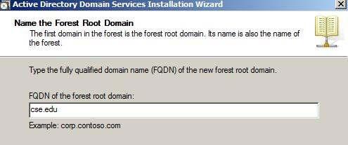 domainin a new forest B6: Màn hình