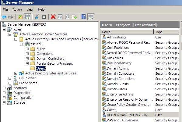 B4: Mở Server manager vào menu start chọn Program chọn Administratives tools